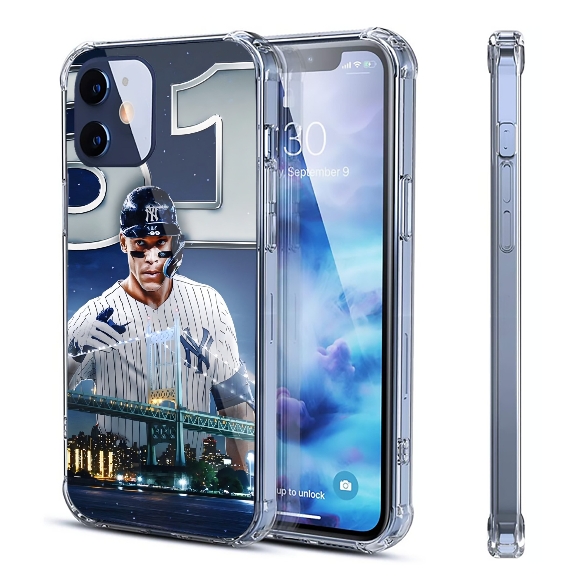 Aaron Judge 61 Home Runs Clear IPhone 12 Case – Soft TPU With UV Print – Enhanced Drop Protection, Precise Fit, Anti-Fingerprint, Customizable Design, Scratch-Resistant, Yellow-Resistant